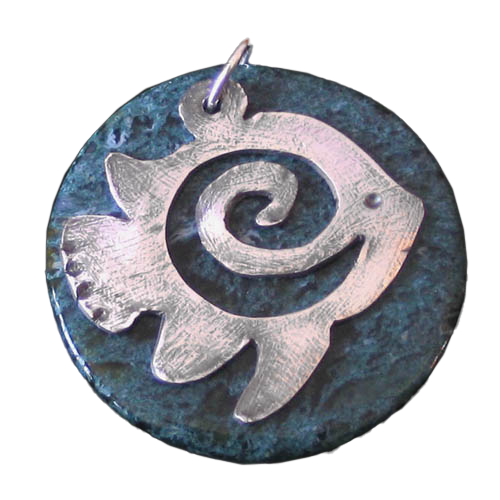 Fish on Moss agate pendant